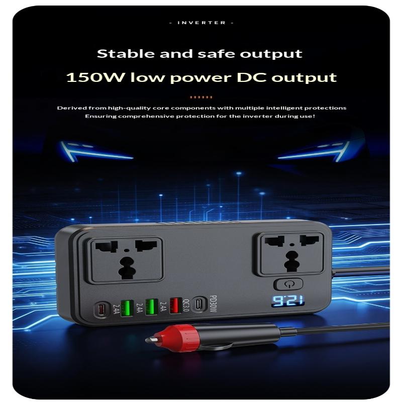 150W Zigarettenanzünder Adapter Wechselrichter Auto Netzteil Konverter DC 12V 24V auf 220V PD Typ-C QC 3.0 USB Ladegeräte AC Steckdose