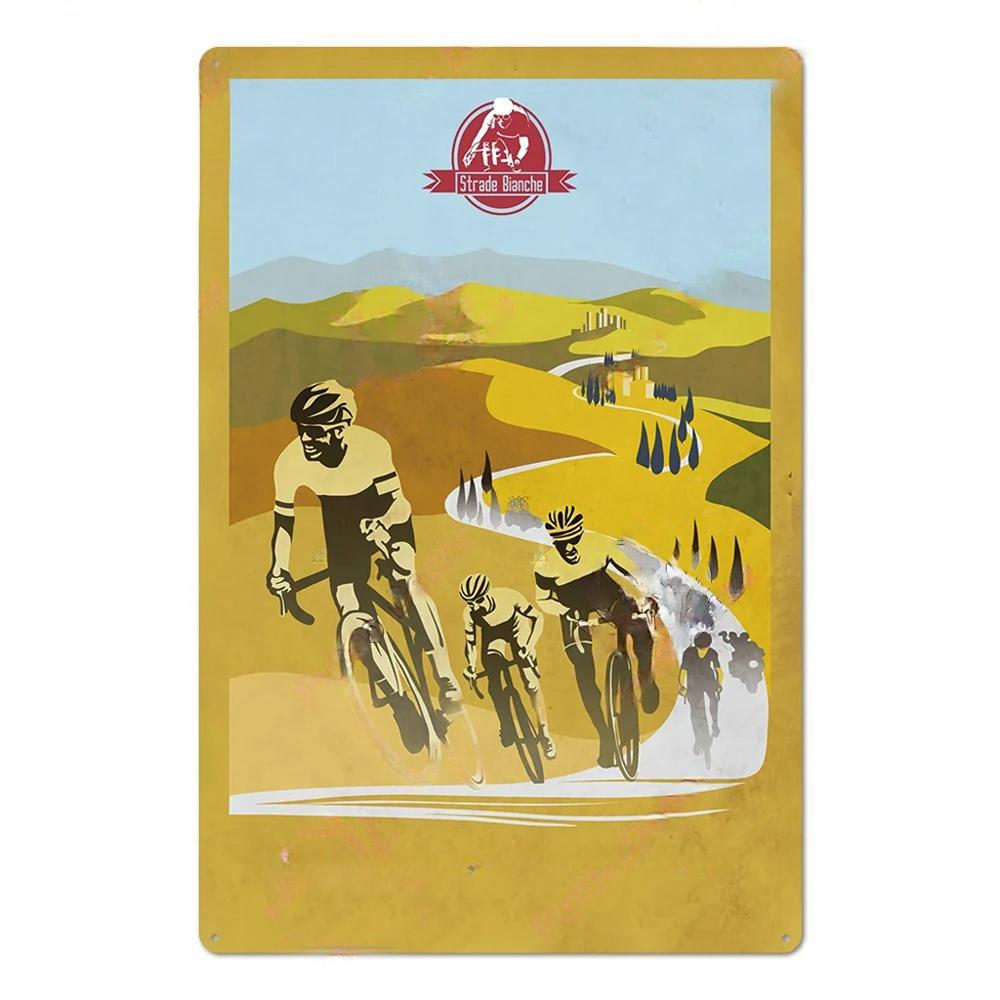 Vintage Bicycle Race Posters Decor Metal Tin Signs Plaque Retro Metal Poster Wall Decorative for Garage Man Cave