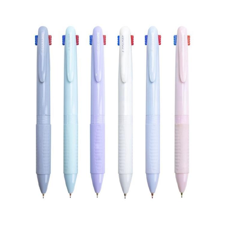 6 Pcs 0.5mm Shuttle Pen Multicoloured Pen Retractable Ballpoint Pen Writing Tool 4 in 1 Ballpoint Pen 1