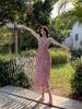 2025 Summer French Pink Chiffon Floral Slim Fit Camisole Dress