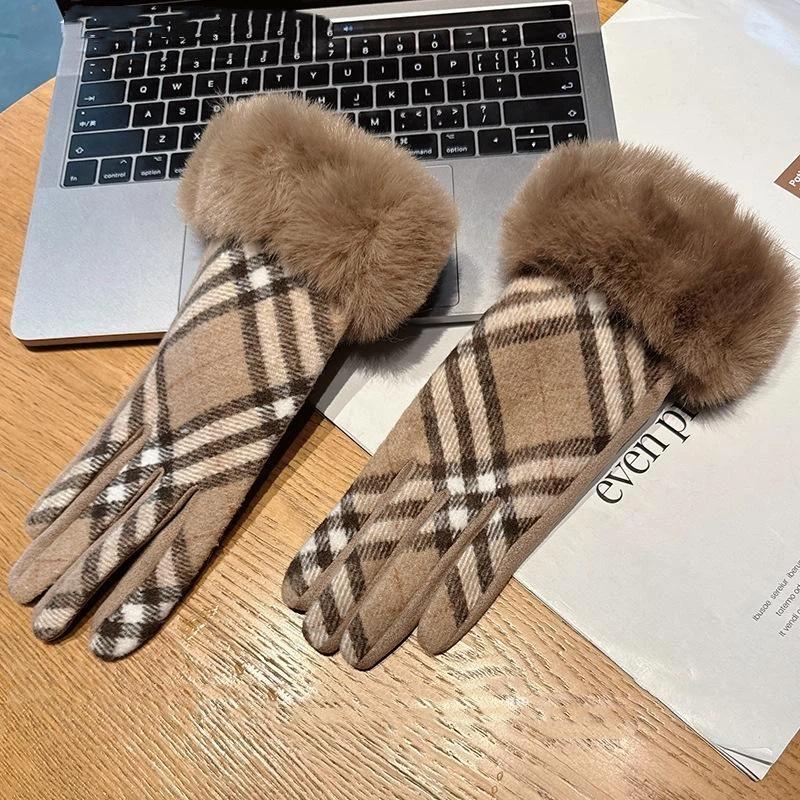 

Women Winter Thick Plush Gloves Warm Windproof Outdoor Lady Touchscreen Driving Gloves Sports Cycling Mittens хакі