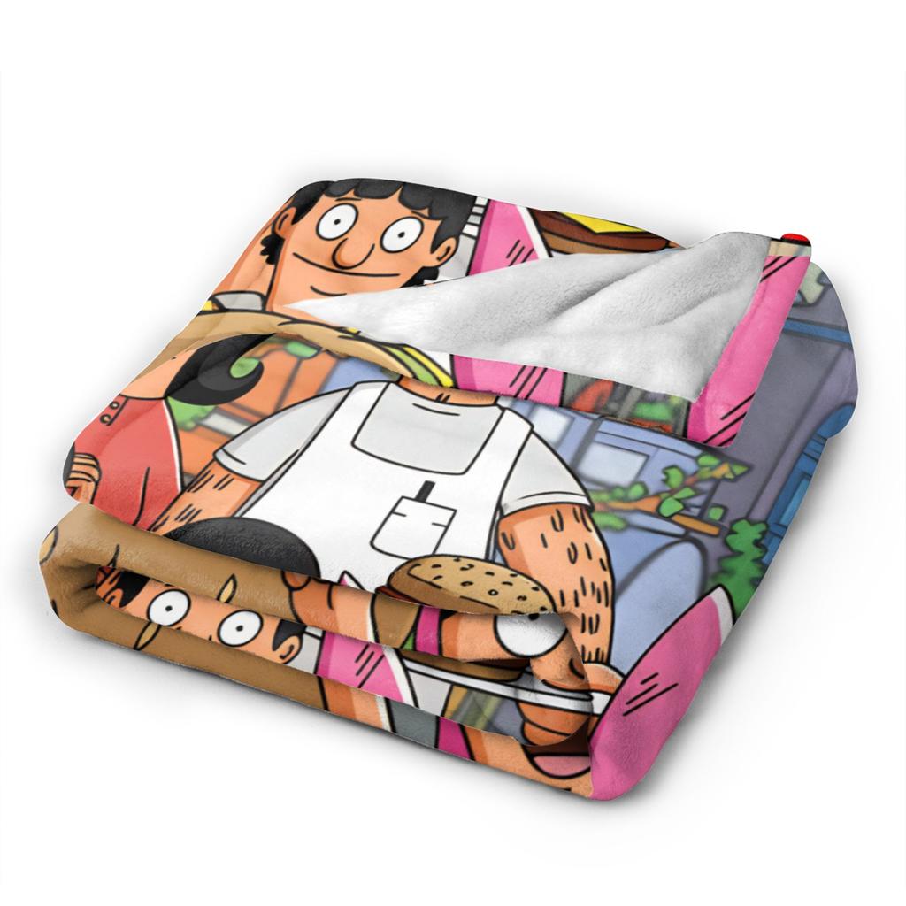 Warm Soft Blankets Decorative Anime Bobs Fun B-Burgers Throw Blanket Movie Flannel Bedspread For Outdoor Novelty Sofa Bed Cover