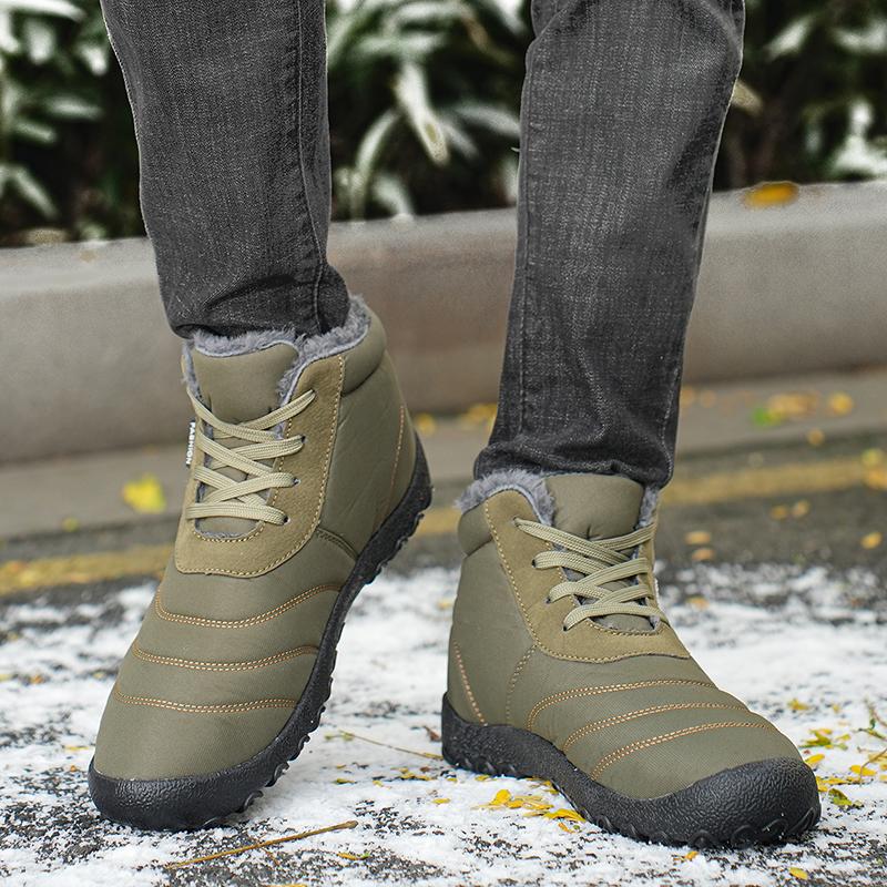 Autumn and Winter Men's Warm Cotton Boots Plus Cotton Goose Down Cotton Shoes Men's Snow Boots Thick Warm Shoes