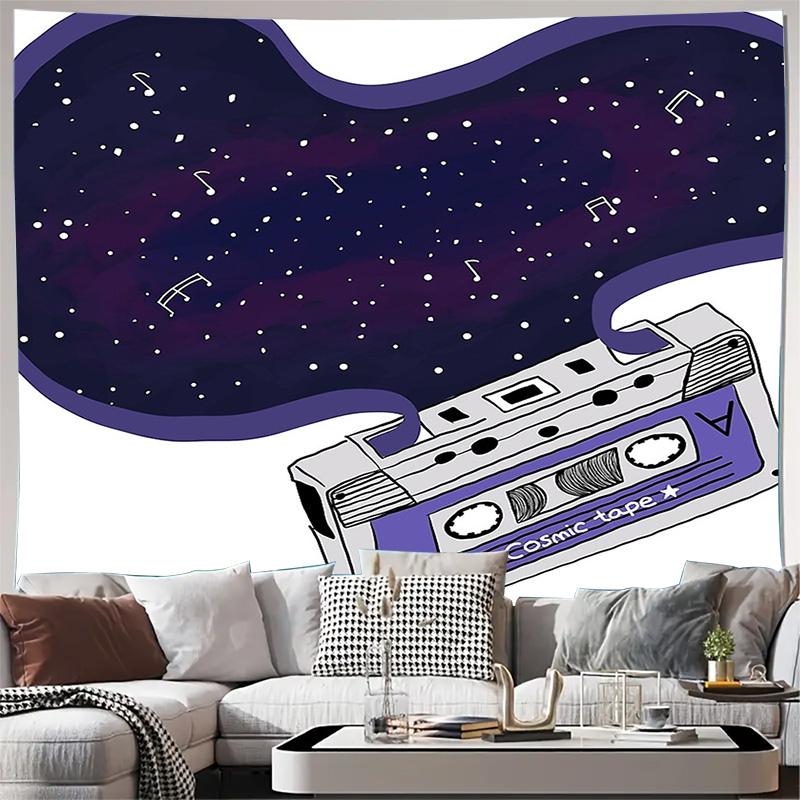 Vintage Cassette Tape Wall Tapestry Aesthetic Room Decor Vaporwave Music Lover Gift Retro Wall Hanging Home Decoration 74x94cm(29x37in)