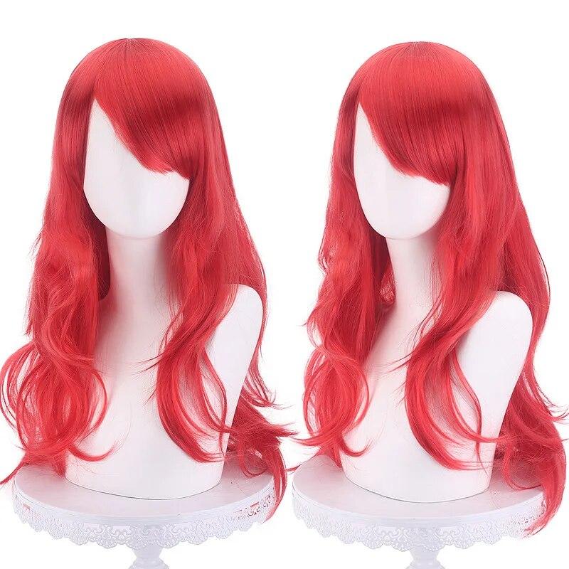 Cosply Wig 70 Cm Red Long Curly Synthetic Wig Anime Halloween Wig Body Lucky Girl Ruby Gillman  Christmas  Party