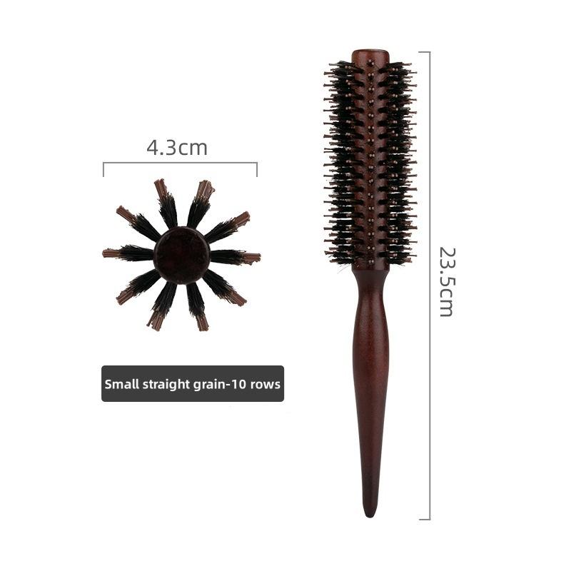 Wood Handle Round Rolling Brush Straight Twill Hair Comb Boar Bristle Round Barrel Hair Curling Brush Hairdressing Tool Hairdressing Accessories