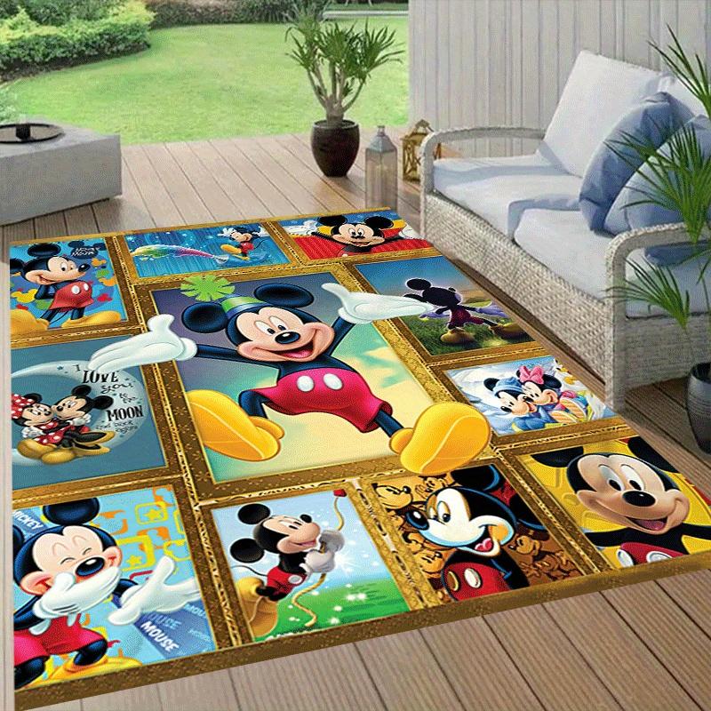 1 ks Koberec Mickey a Minnie, Plošný koberec, Ložnice a Herní místnost, Odolný, Odolný proti skvrnám a Snadno čistitelný, Obývací pokoj