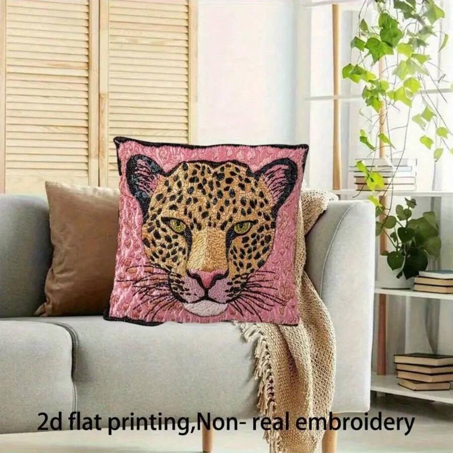 Double Sided Pink Leopard Print Soft Throw Pillow Cover For Bed Sofa And Lounge Chair Home Decoration