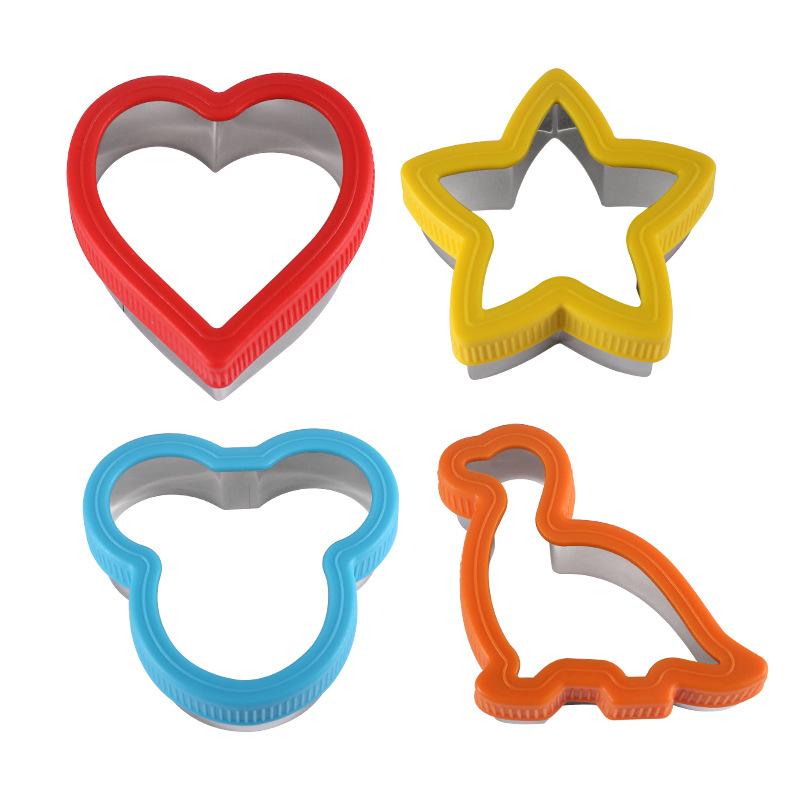 Forma na vykrajování sendvičů 4dílná z nerezové oceli Forma na pečení cukroví Kreslený tvar Ochrana rukou Zelenina a ovoce