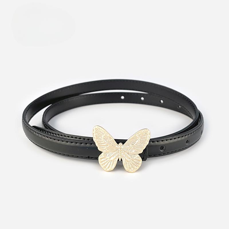 Fashion Womens Belts Pink Belt Elegant Gold Butterfly Buckle Belt Black Patent Leather Belts for Jeans Dresses