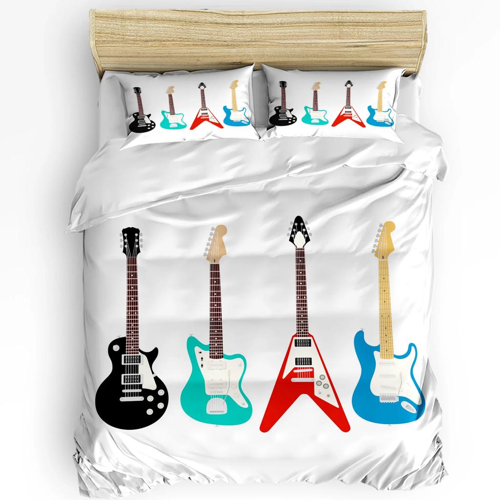Rock Music Guitar Duvet Cover Bed Bedding Set For Double Home Textile Quilt Cover Pillowcases Bedroom Bedding Set (No Sheet)