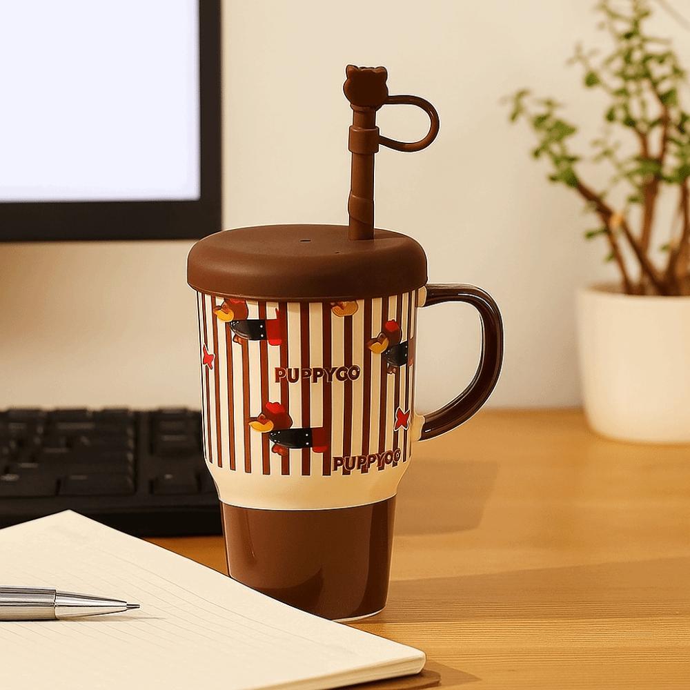 Dog Pattern High Aesthetics Cup Large Capacity Milk Cup Stylish Coffee Cup Travel