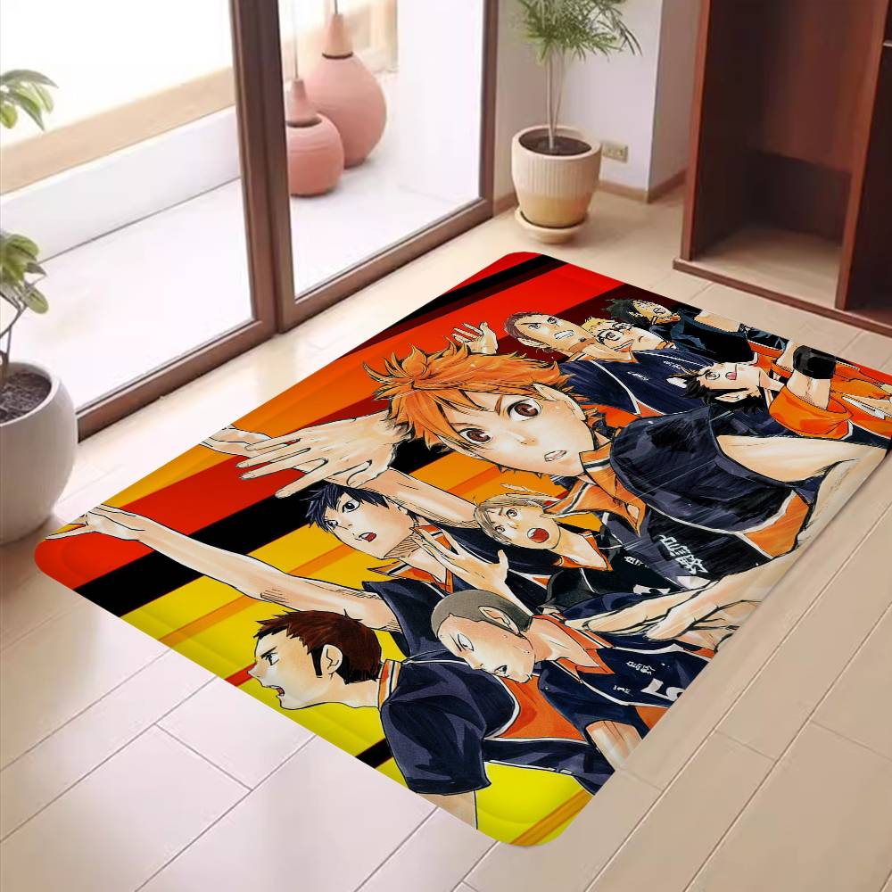 Anime Haikyuu Bathroom Mat Anti-slip Absorb Water Long Strip Cushion Bedroon Mat Welcome Doormat