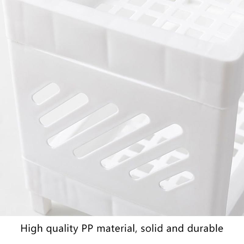 Minimalist Pp Desktop Double Layer Storage Rack Rectangular Organizing Student Desk Office Cosmetics Stationery Storage Shelf