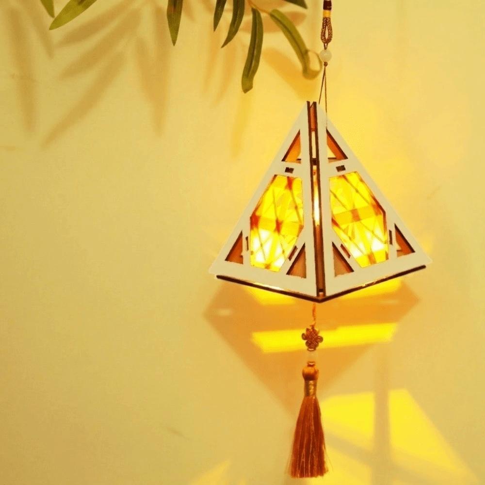 Rabbit Mid-Autumn Wooden Lantern Glowing Chinese Style Handheld Lantern Handmade DIY Portable Flower Lantern Girl