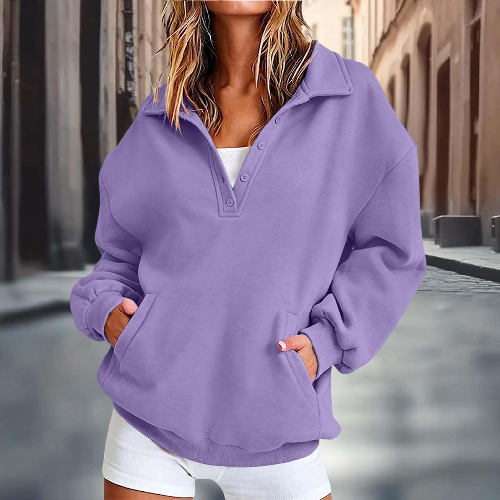 Women's Long Sleeve Color Casual Sweatshirt Top for Everyday Wear