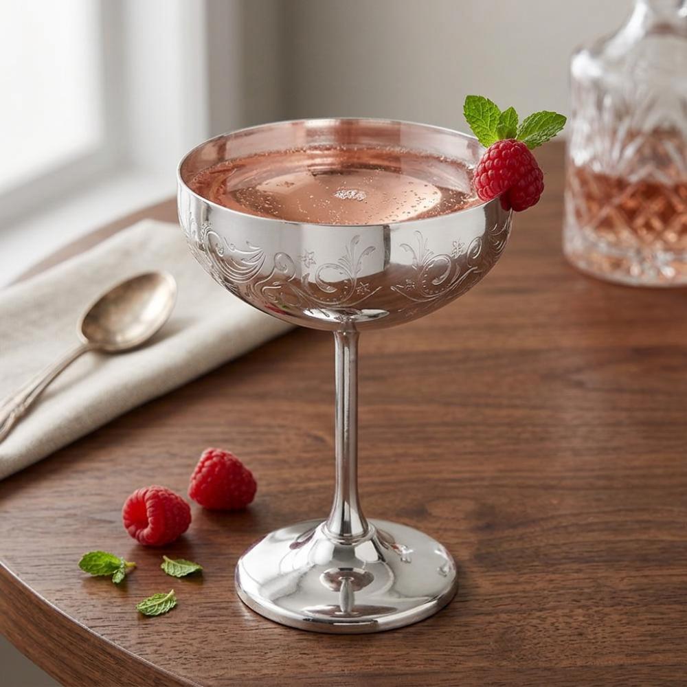 Stainless Steel Stainless Steel Goblet Flower Spike Design Wine Cup Elegant Martini Glass Party