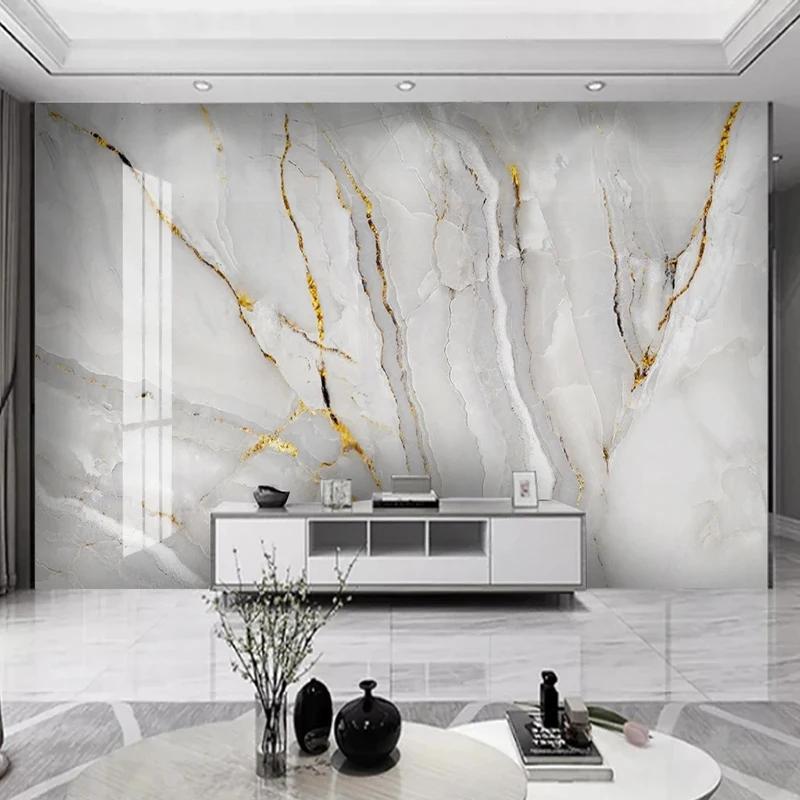 

Modern Light Luxury Wallpaper Golden Marble Landscape Mural Living Room Bedroom Marble Wallpaper 200 cm(W) x 140 cm(H)
