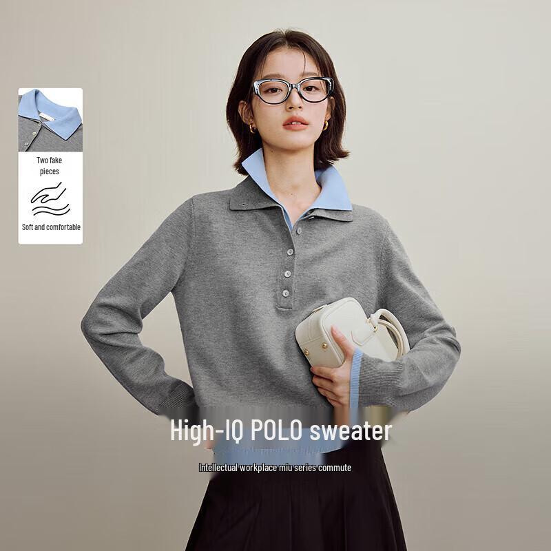 Inman Women's Color-block Double-Layer Collar Knit Sweater