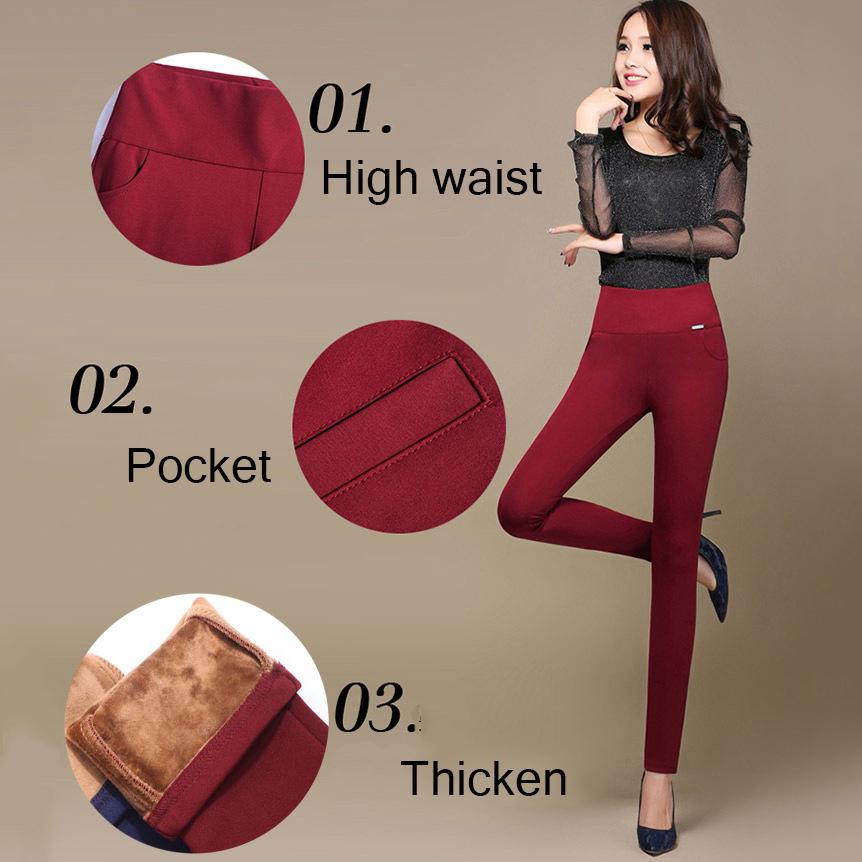 S-6XL Autumn Winter Women's Leggings Plus Velvet Thick High Waist Pencil Pants Stretch Tight Trouser