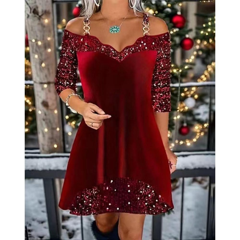 

HNXC Женская мода лето весна короткие рукава V-образный вырез повседневные платья XL красный