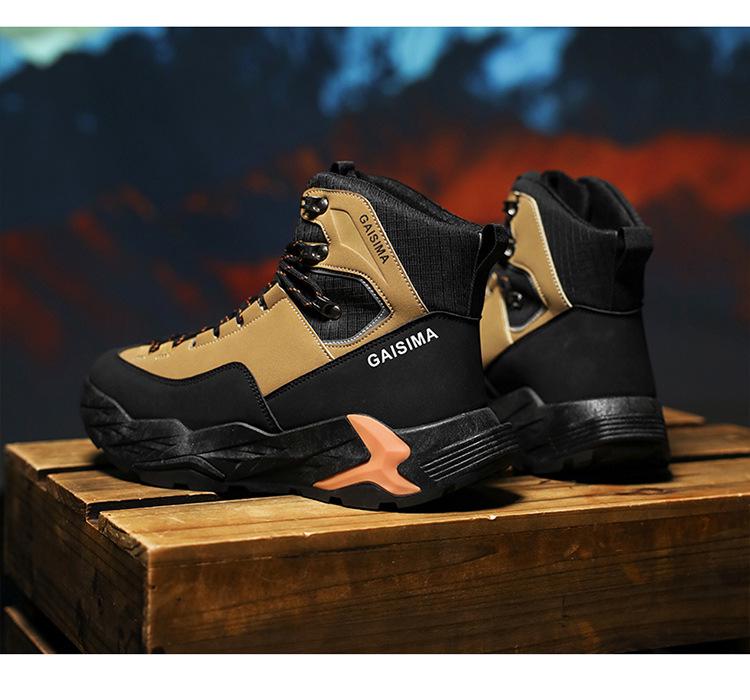 Men's Retro High-Top Hiking Boots: Autumn/Winter Casual Sports Martin Boots for Outdoor and Work.