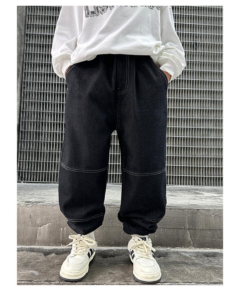 2025 Autumn Boys' Wide-Leg Ripped Jeans - Fashionable Children's Wear