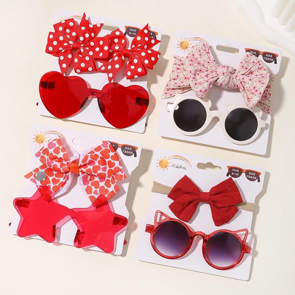 4Pack/Lot Baby Hairpins Summer Sunglasses Set Lovely Kids Hair Clips Summer Colorful Sunshade Glasses Girls Hair Accessories Quality