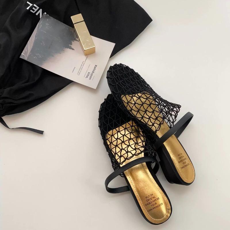 Summer New Style Popular Mesh Hollow Sandals Women Fashion Flats Shallow Beach Shoes Comfort Retro Female Slippers Zapatos Mujer