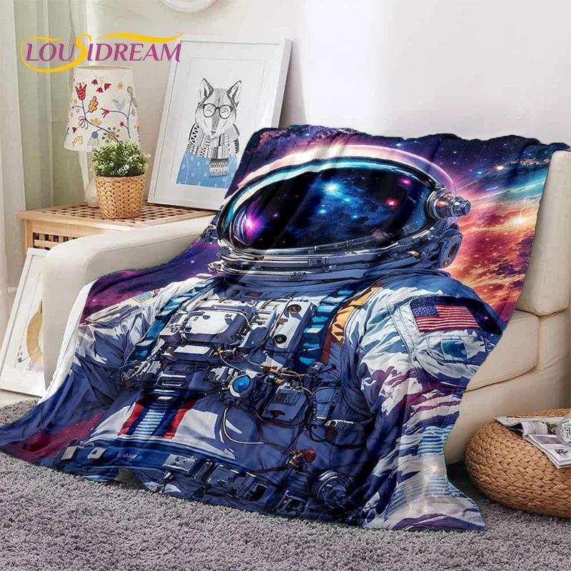 Astronaut Dream Universe Spaceman 3D Outer Space Cartoon Soft Blankets,Throw Blanket for Picnic Beds Home Bedroom Cover Kid Gift