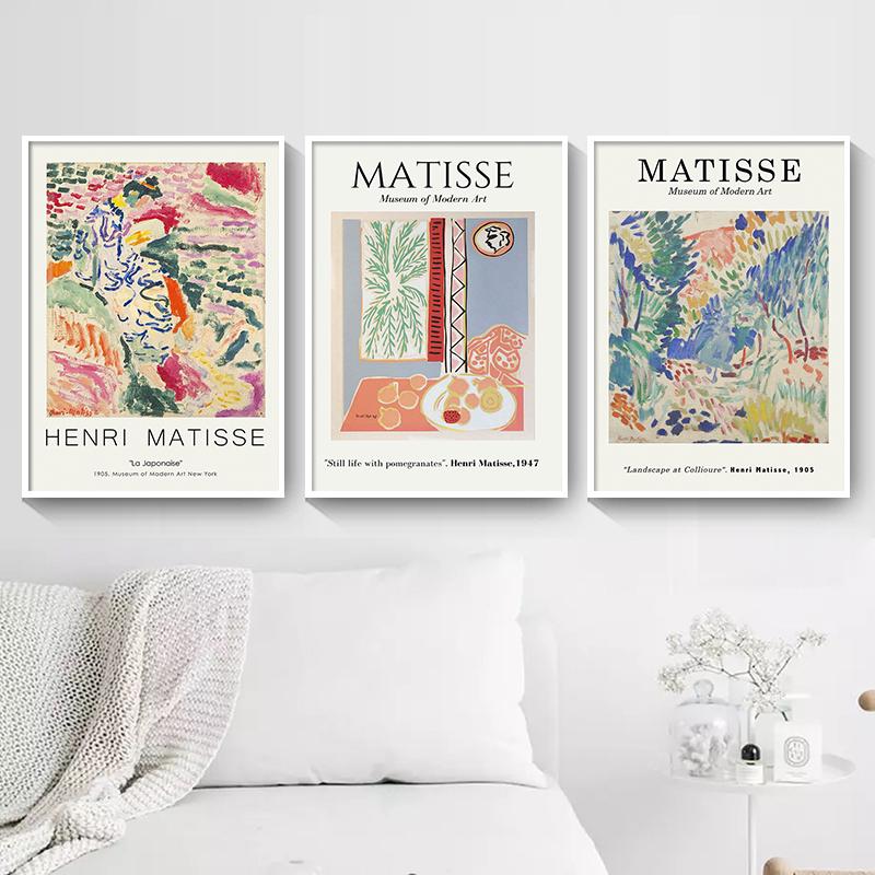 Vintage Henri Matisse Retro Wandkunst Poster und Drucke Abstrakte Leinwanddrucke Vintage Poster Beige Wandbilder Home Decor