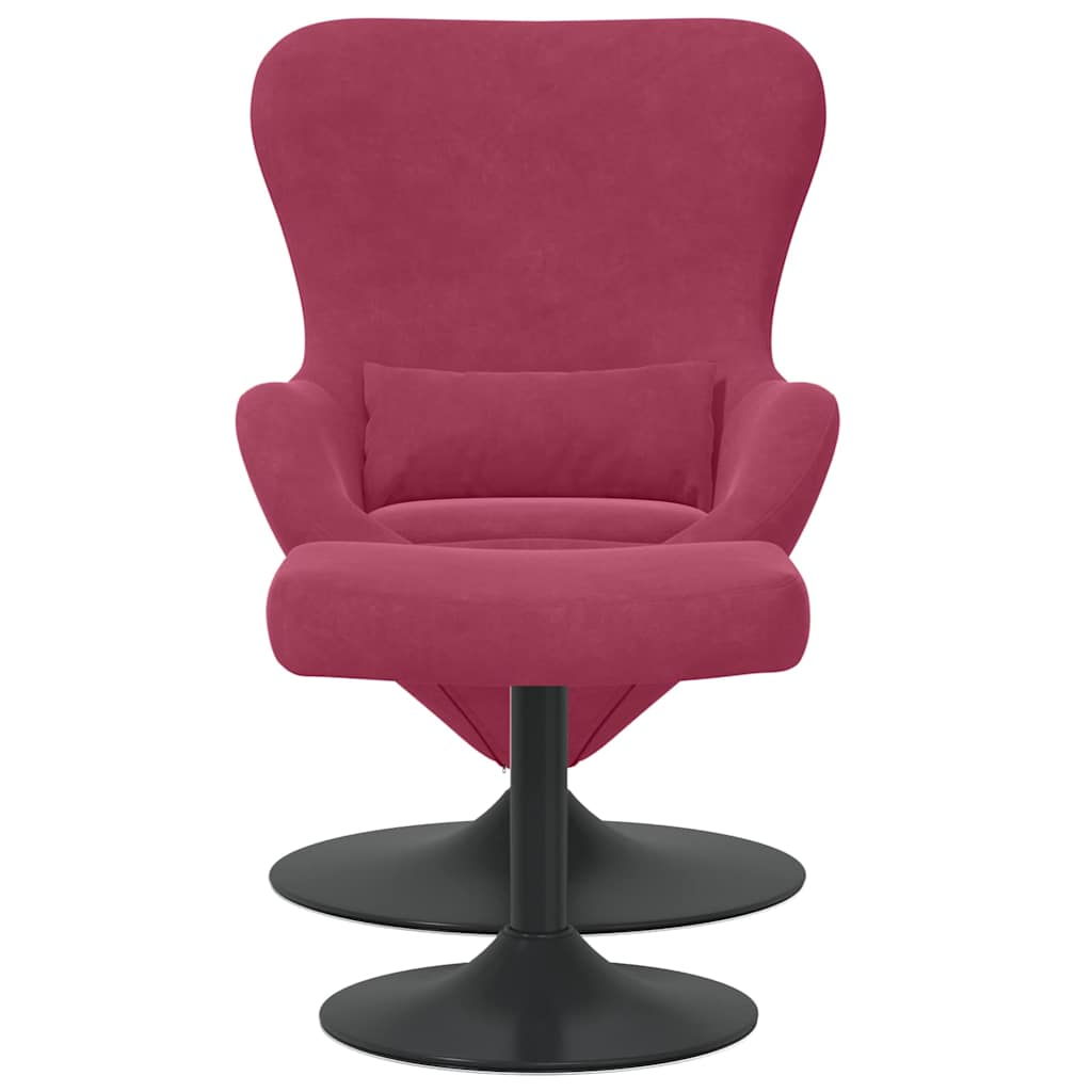 Egg Chair with Footstool Burgundy Velvet