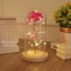 Gold Leaf Preserved Rose in Glass Dome with LED Light