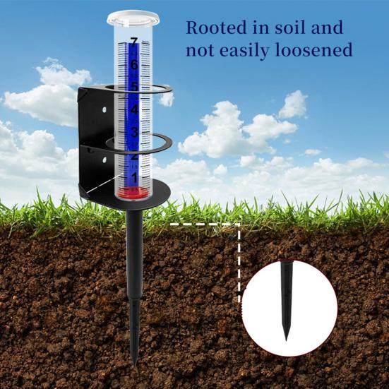 Outdoor Rain Gauge with Metal Stake Large Capacity Garden Lawn Yard Fence Patio Farm Water Rain Meter Tube with Mounting Rack