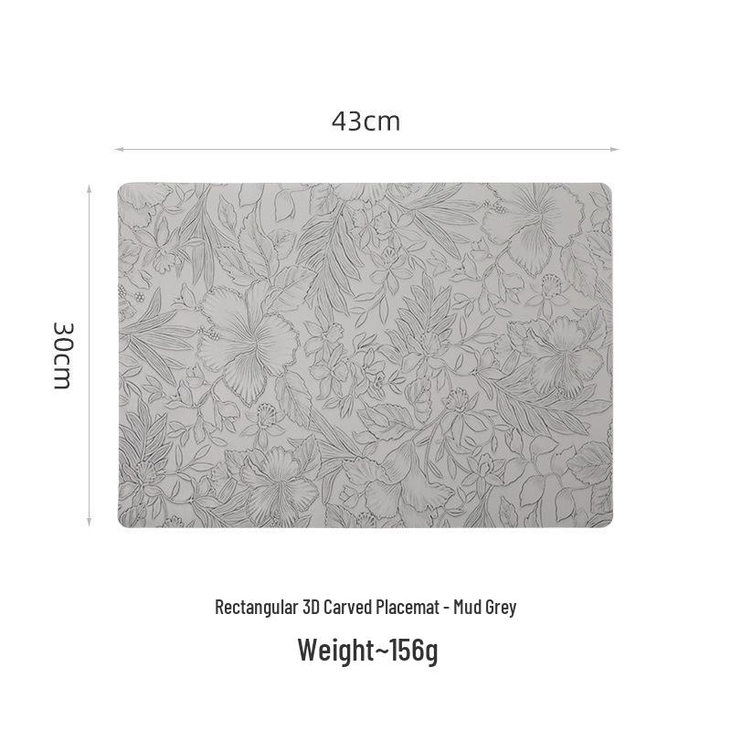 Vintage French PVC Leather Non-Slip Heat-Resistant Carved Placemat