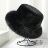 Elegant faux fur mink fluffy fisherman hat for women, ladylike style, large head circumference plush hat, warm winter pullover hat