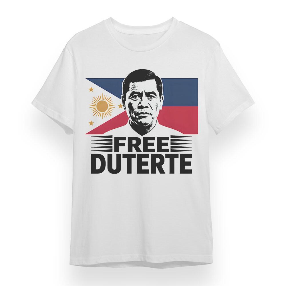 Men's Plus Size T-shirt With Free Duterte Print Unisex White 100% Cotton Tee USA