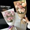 20PCS Transparent Flower Packaging Bag Hot Stamping Foil Rose Wrapping Bag Bouquet Packing Bag