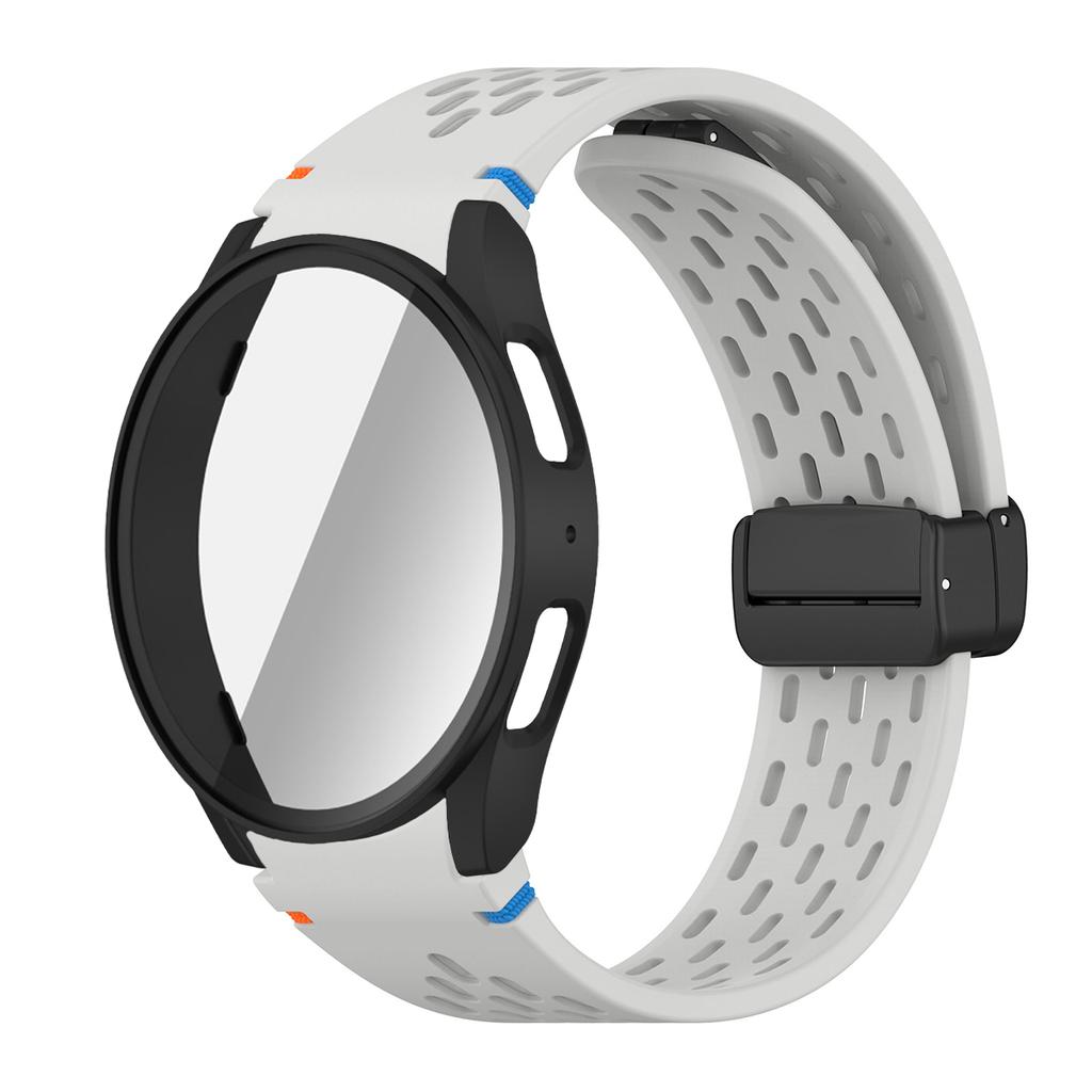 Case+Strap for Samsung Galaxy Watch 7 6 5 4 40/44mm Silicone Magnetic Band Tempered Glass Screen Film PC Protector Cover Bumper