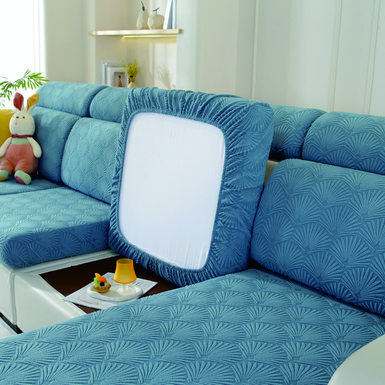 Leaf Pattern Elastic Sofa Cover, Removable And Machine Washable Sofa Cushion Cover, Living Room Sofa Protective Cover S(50-70cm)1pc