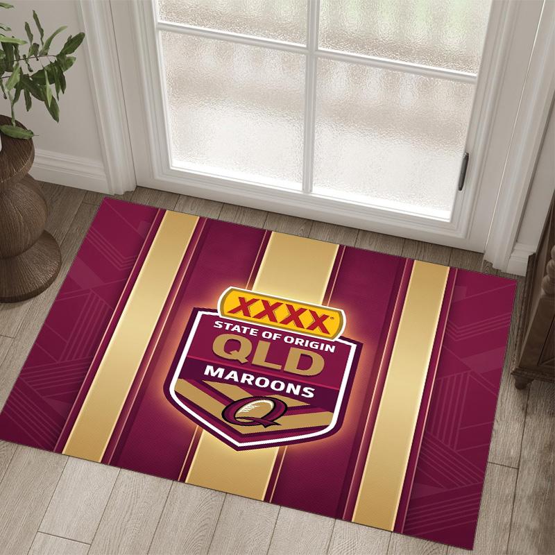 Queensland Maroons Design Crystal Velvet Carpet Cozy Non?Slip Printed Rug For Bedroom Living Room Entrance