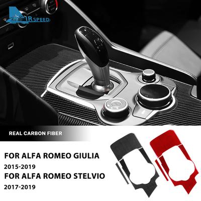 Real Soft Carbon Fiber Sticker For Alfa Romeo Giulia 952 2015- Stelvio 949 2017- LHD RHD Car Gear Shift Outer Panel
