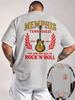 2026 New 100 Cotton T Shirt Unisex Memphis Music Guitar Graphic Print Casual Streetwear Oversized Short Sleeve Tops