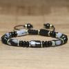 Snowflake Obsidian Tube Bracelet – Gold Accent Adjustable Boho Jewelry, Grounding Protection Gift for Men & Women