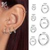 ZS 1 Peça Argola 20G Prata 925 Para Mulheres Meninas 4MM-10MM Brincos Redondos Piercings de Hélice Cartilagem Rook Joias