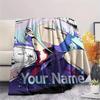 1PC Anime Fusion Custom Name Patterned Flannel Blanket Suitable For All Seasons For Home Decor Warmth And Comfort Gifts Holiday Present