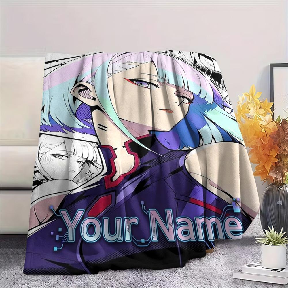 1PC Anime Fusion Custom Name Patterned Flannel Blanket Suitable For All Seasons For Home Decor Warmth And Comfort Gifts Holiday Present