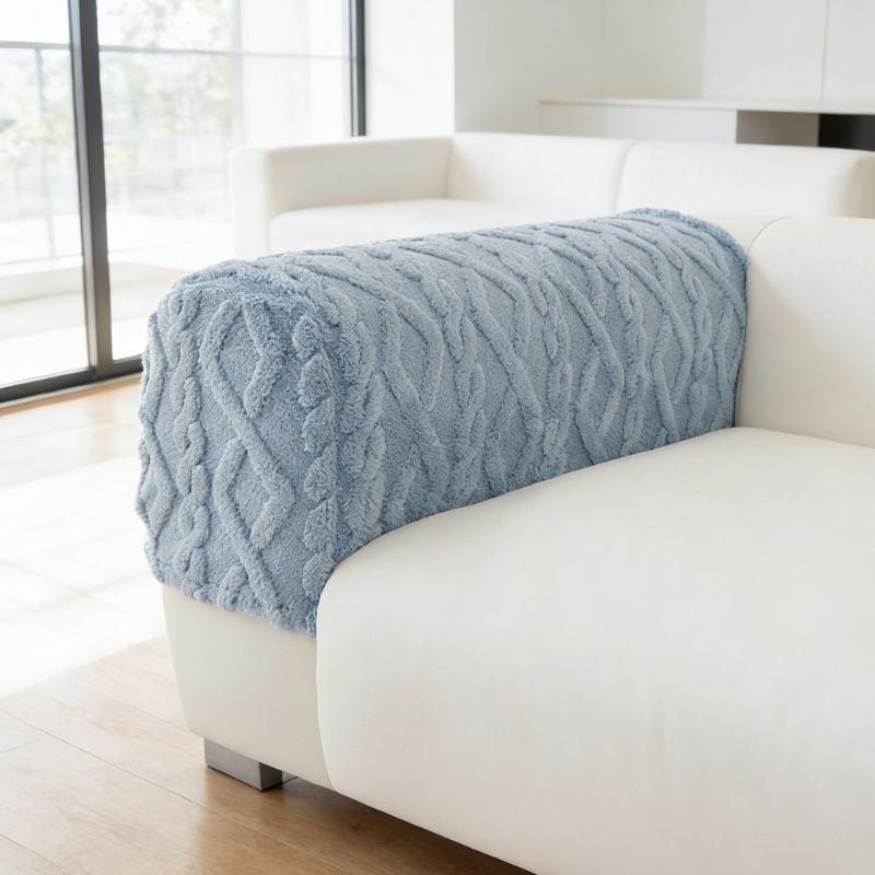Luxurious Plush Sofa Arm Cover For Comfort And Warmth Furniture Protector Machine Washable Fuzzy Armrest Slipcover