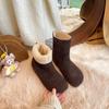 Retro round head frosted leather thick-soled versatile short boots 2025 autumn and winter niche design turning hair and looking thin fla