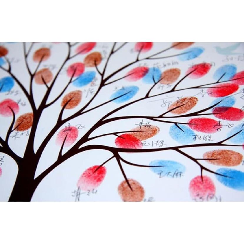 PRETYZOOM Fingerprint Guest Book 40 Guest Book Fingerprint Tree Signing Canvas Wedding Wall Art, Medium